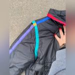 White Stag Vintage 80s  Black Puffer Ski Snowboard Jacket with Colorful Stripes M Photo 5