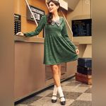 Modcloth  Emerald Green Touched by Time Ruffle Accent Buffalo Plaid Bow M NWT Photo 2