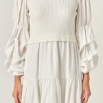 English Factory Mixed Media Puff Sleeve Mini Dress Photo 0