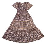 Anthropologie NWT Maeve Somerset Maxi in Orange Navy Print Cotton Dress L Photo 5