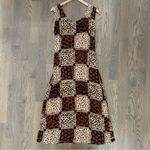 Vintage 90s Grunge Animal Print Patchwork Gauze Midi Dress Brown Multicolor M Size M Photo 3