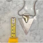 Jenny Bird  Shield Necklace Silver Tone with triangle Rhinestone excellent condit Photo 4