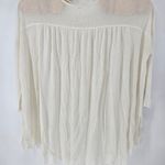 Free People ‎ White Oversized Small HenleyTop Asymmetrical High Low Hem Photo 4