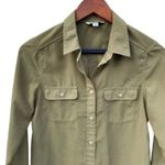 American Eagle  Semi Sheer Chiffon Shirt Size XS Green Collared Casual Photo 7