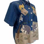 Sara Studio Safari Animal Patchwork Shirt Size M Photo 1