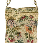 Lesco Lona 1950s Made In Italy Floral Tapestry Shoulder Bag Boho Pouch Chain Bag White Photo 0