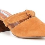 Chelsea and Violet  Tan Suede Leather Molly Bow Heel Mule Women’s Size 6 Photo 0