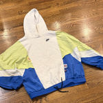 Nike  mixed media Blue and Green Colorblock pullover Jacket, nylon/sweatshirt, S Photo 0