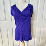 August Silk  purple gathered short-sleeved top Photo 8