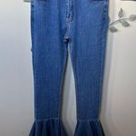 LUXE MODA hippy frayed ruffle bell denim jeans Size 8 EUC Blue Photo 0
