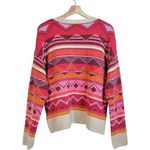 Forever 21 Vintage Sweater Women Medium Pink Red Knit Tribal Western Boho Aztec Photo 1