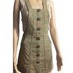 Urban Outfitters  Joey Plaid Button-Up Skirtall Overall Jumper Dress Brown Small Photo 0