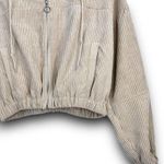 Altar'd State Cropped Corduroy Hooded Jacket Zipper Front Light Tan Beige Medium Photo 2