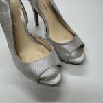 Lulu Townsend  Silver Sparkle Sling Back Heels Womens 8 Peep Toe Wedding Shoes Photo 2