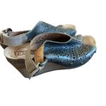 Pikolinos Benissa Laser Cut Green Leather Wedge Sandals Leather Size 38 7.5 Photo 7