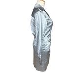 Lulus NWOT  Women's M Painterly Perfection Slate Blue Satin Wrap Mini Dress Party Photo 4