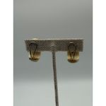 VTG Chunky Swirl Hoop Earrings Cream Gold Tone Clip On Statement Retro Photo 4