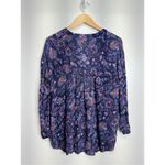 Nine West  Jeans Shirt Womens Floral Long Sleeve Purple Blouse High Low Size Larg Photo 4