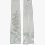 White Floral Embroidered Satin Fingerless Bridal Gloves Photo 4