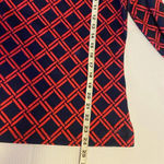 Vineyard Vines  Sankaty Boatneck Deep Bay Geo Top Womens M Navy Red Texas 3/4 Slv Photo 8