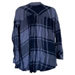Free People  Rainy Day Oversized Plaid Tunic Dark Blue Size Small Casual Fall Photo 2