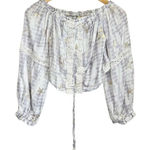 Surf Gypsy  Metallic Star Print Crochet Size Small Ruched Off Shoulder Crop Top Photo 0