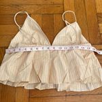 ZARA Tan Pink Striped Cropped Pleated Top Size Small Photo 9