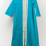 Vintage 60s‎ Sears Day Home Wear House Coat M Zip Robe Embroidered Turquoise Blue Size M Photo 0