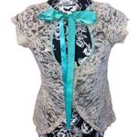 Daytrip Lace T Shirt Slit Back Ribbon Bow Lace Up Casual Fall Spring Buckle Photo 1