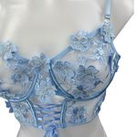 Blue Floral Lace Sleeveless Sheer Cami Camisole Crop Corset Lingerie Tank Top M Size M Photo 2