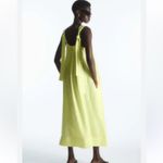COS Gathered Linen Midi Dress Butter Yellow Size Medium Photo 2