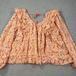 Simply Southern Daisy Print Ruffle Babydoll Blouse Women's XXL Red Tie Back New Photo 7