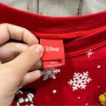 Disney  Mickey Mouse Santa Red Christmas Crewneck Sweatshirt Holiday Snowflake Photo 1
