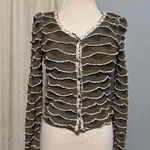 Coconut Style Women Vintage Olive Green Scalloped Ruffle Cardigan Sweater Size M Size M Photo 0