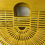 UNBRANDED WOODEN SLAT PURSE GOLDEN MUSTARD YELLOW INSIDE ZIP POUCH Gold Photo 7