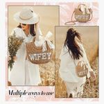 Straw Wifey Bag with Lace Bow Tan Photo 1