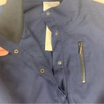 Akris Punto  women's size 10 m Navy Wool Blend dress button front cinch waist Photo 7