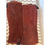 Women’s Leather Boot Cuffs – Red Brick Color, Boot Toppers Photo 4