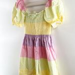 Olivia Rubin Emilie Striped Pastel Puff Sleeve Mini Dress Yellow Pink 2 Photo 5