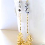 Custom Made long dangle gold feather earrings Photo 2