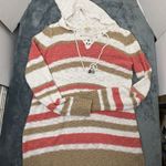 Faded Glory  Hoodie Women's S(4-6) Knit Pullover Long Sleeve Coral/Tan/White Photo 8