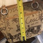 Coach  Tan Horse Carriage Embroidered Canvas Brown Leather Crossbody Shoulder Bag Photo 5