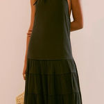 Free People  Bohemian Tiered Somewhere Sunny Drop Waist Maxi Dress Black XS NWT Photo 0