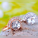 Boutique NEW Women’s Half‎ Moon Rose Gold Plated S925 Simulated Diamond Ring, Size 7 Photo 4