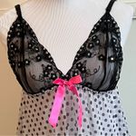White black polka dot babydoll lingerie size large sequins sheer lace Photo 3