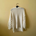 AQUA  Open Front Balloon Sleeve Oversized Cardigan in White Photo 4