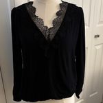 EXPRESS  Black Lace Neckline Blouse – Size Medium Photo 0
