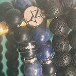 5 Piece Set Vibrant Crystal Lava Bead Charm Stretch Bracelets Collection Black Photo 5