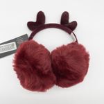 Herve Benard Faux Fur Earmuffs Antlers OS Winter Après Ski Festive Reindeer Red Photo 4