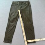 7 For All Mankind Faux Leather Skinny Pants Womens 31x26 Olive Green Jeans Slim Photo 3